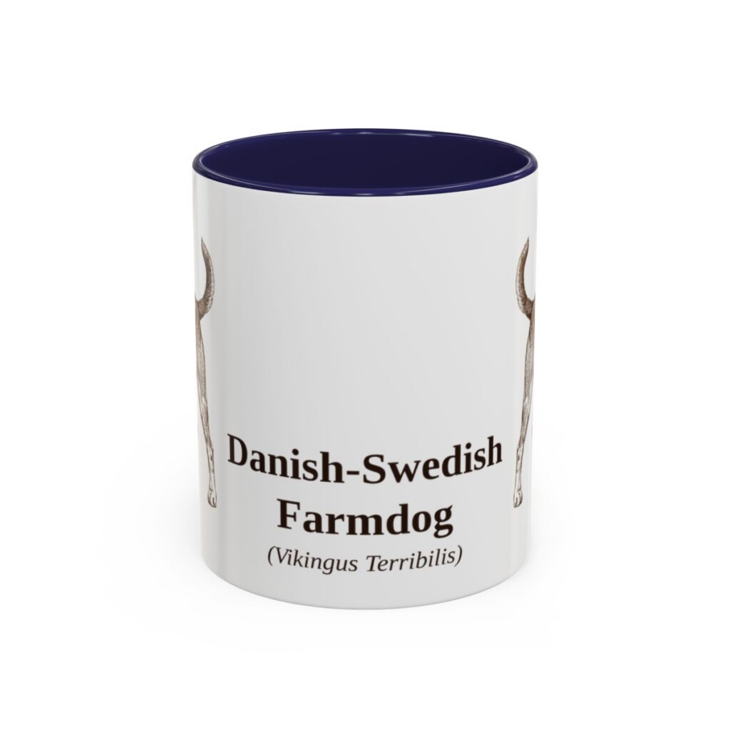 11oz-danish-swedish-farmdog-mug-latin-navy 11oz Danish-Swedish Farmdog Latin Mug, Navy, front view