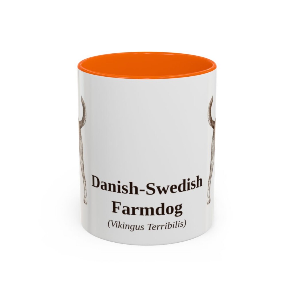 11oz-danish-swedish-farmdog-mug-latin-orange 11oz Danish-Swedish Farmdog Latin Mug, Orange, front view