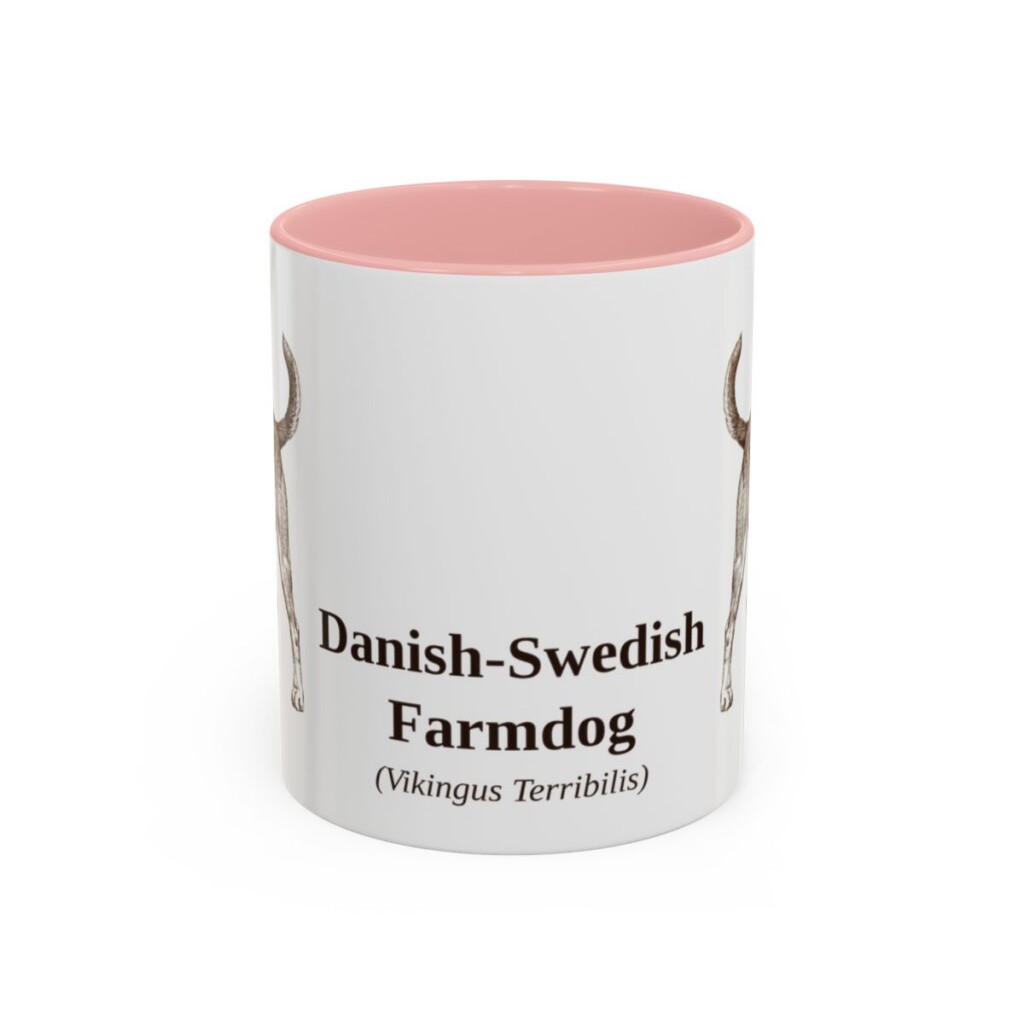 11oz-danish-swedish-farmdog-mug-latin-pink 11oz Danish-Swedish Farmdog Latin Mug, Pink, front view