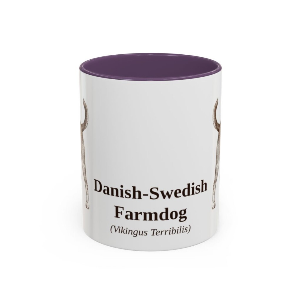 11oz-danish-swedish-farmdog-mug-latin-purple 11oz Danish-Swedish Farmdog Latin Mug, Purple, front view