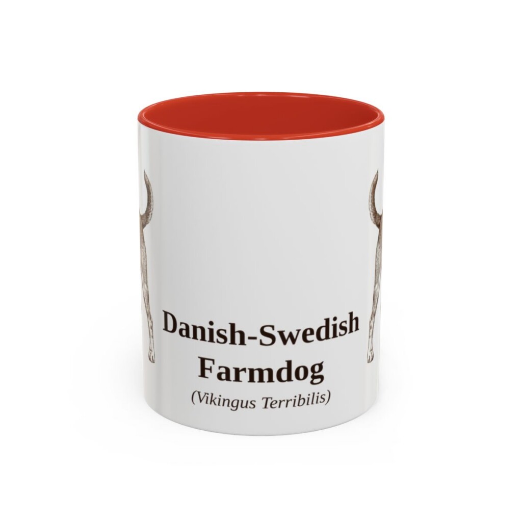11oz-danish-swedish-farmdog-mug-latin-red 11oz Danish-Swedish Farmdog Latin Mug, Red, front view