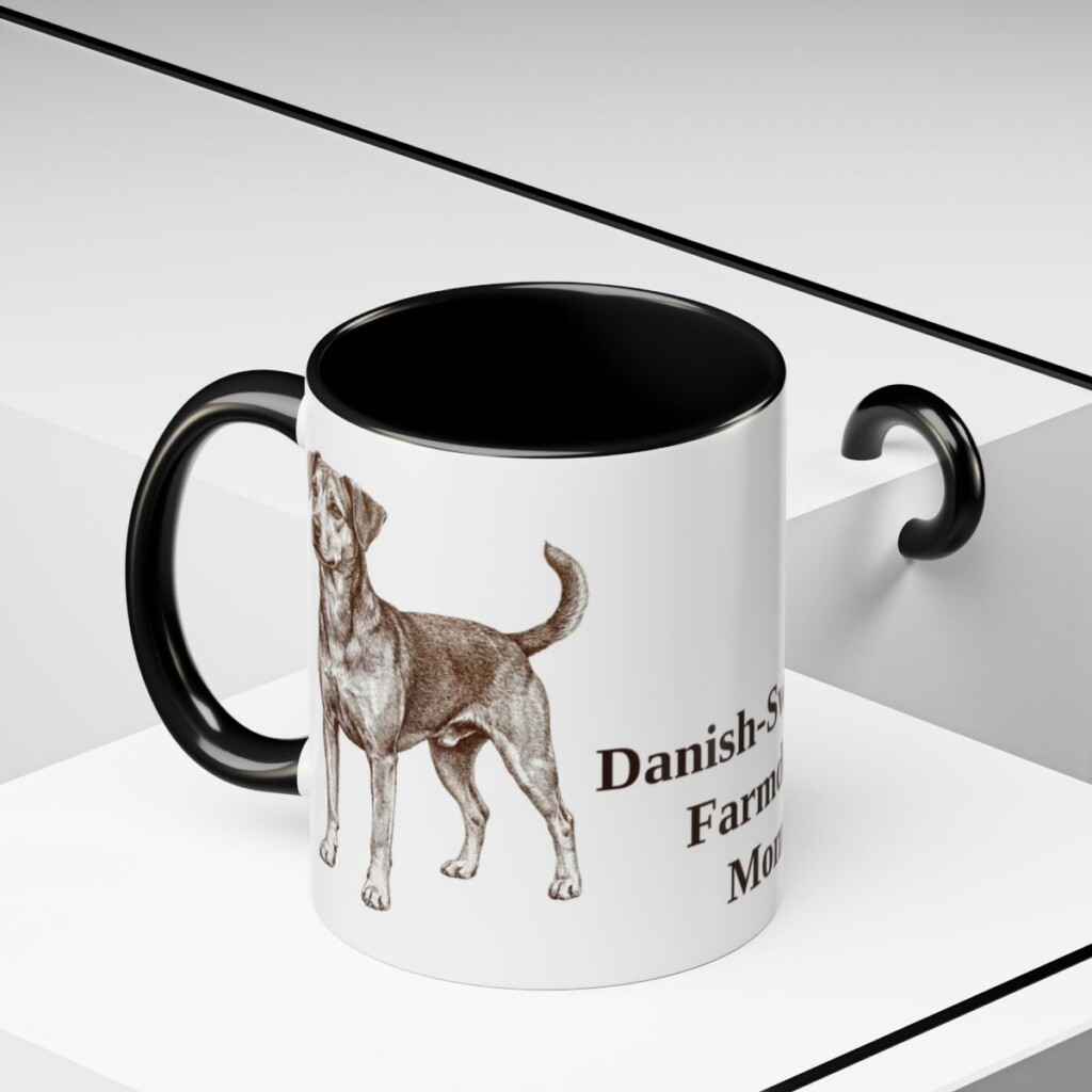 11oz Danish-Swedish Farmdog Dog Mom Mug, Black, lifestyle photo
