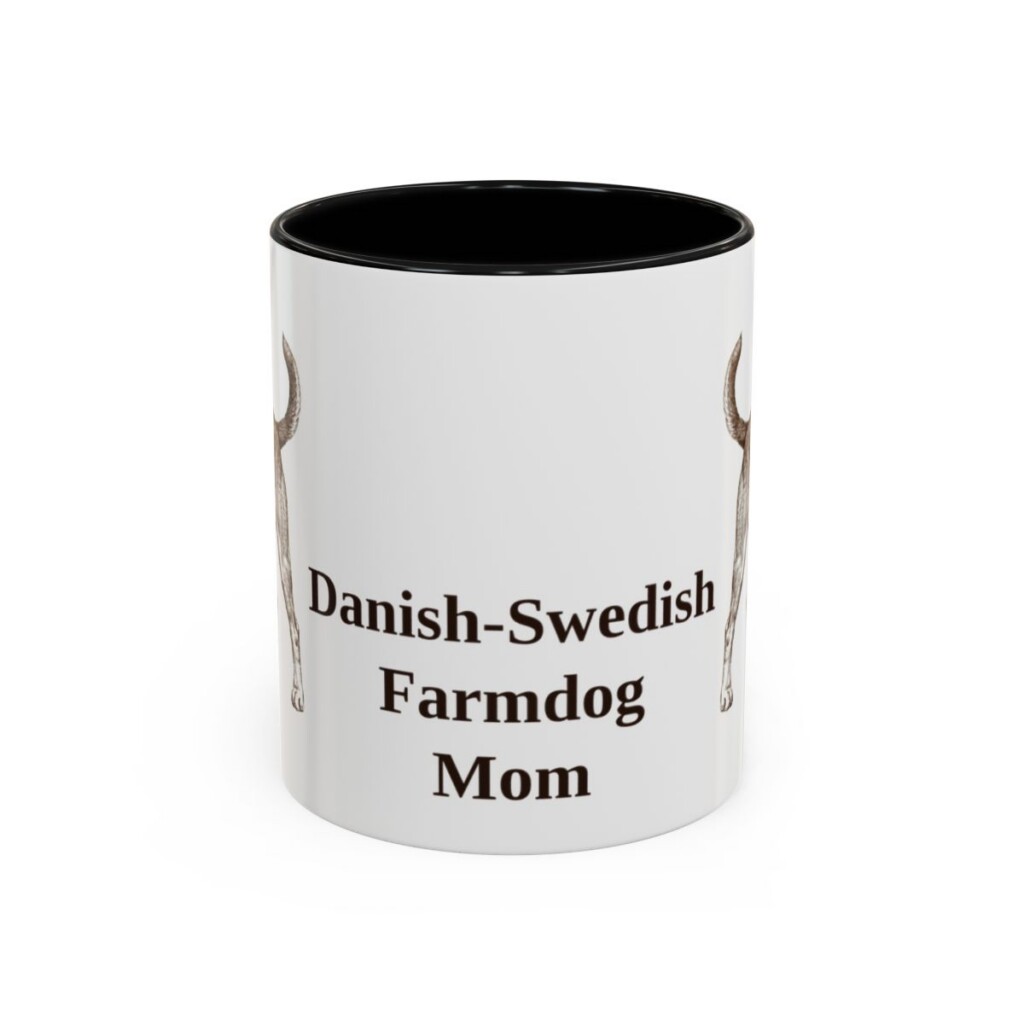 11oz Danish-Swedish Farmdog Dog Mom Mug, Black, front view