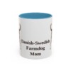 11oz Danish-Swedish Farmdog Dog Mom Mug, Light Blue, front view