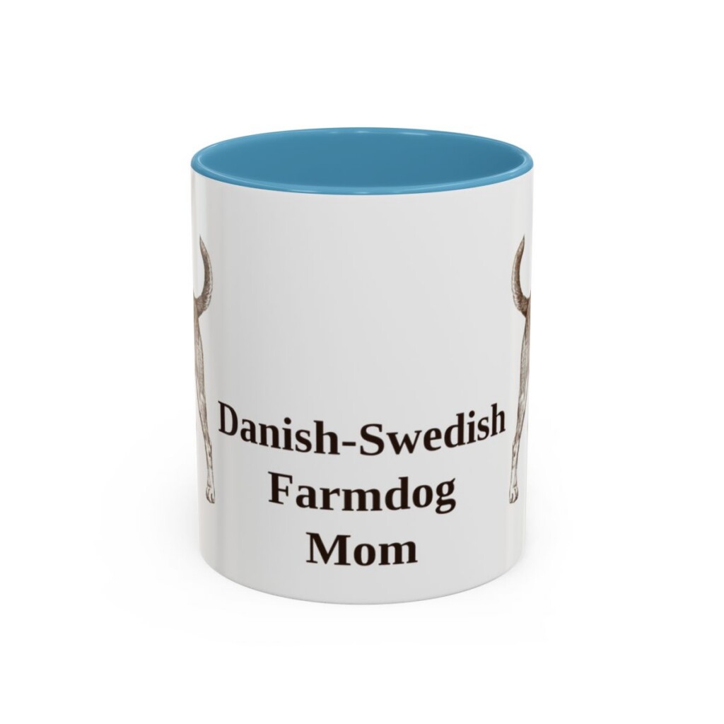11oz Danish-Swedish Farmdog Dog Mom Mug, Light Blue, front view