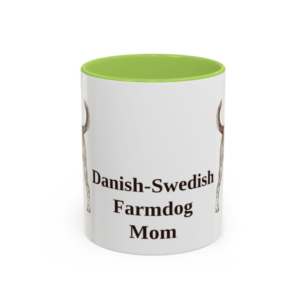 11oz Danish-Swedish Farmdog Dog Mom Mug, Light Green, front view