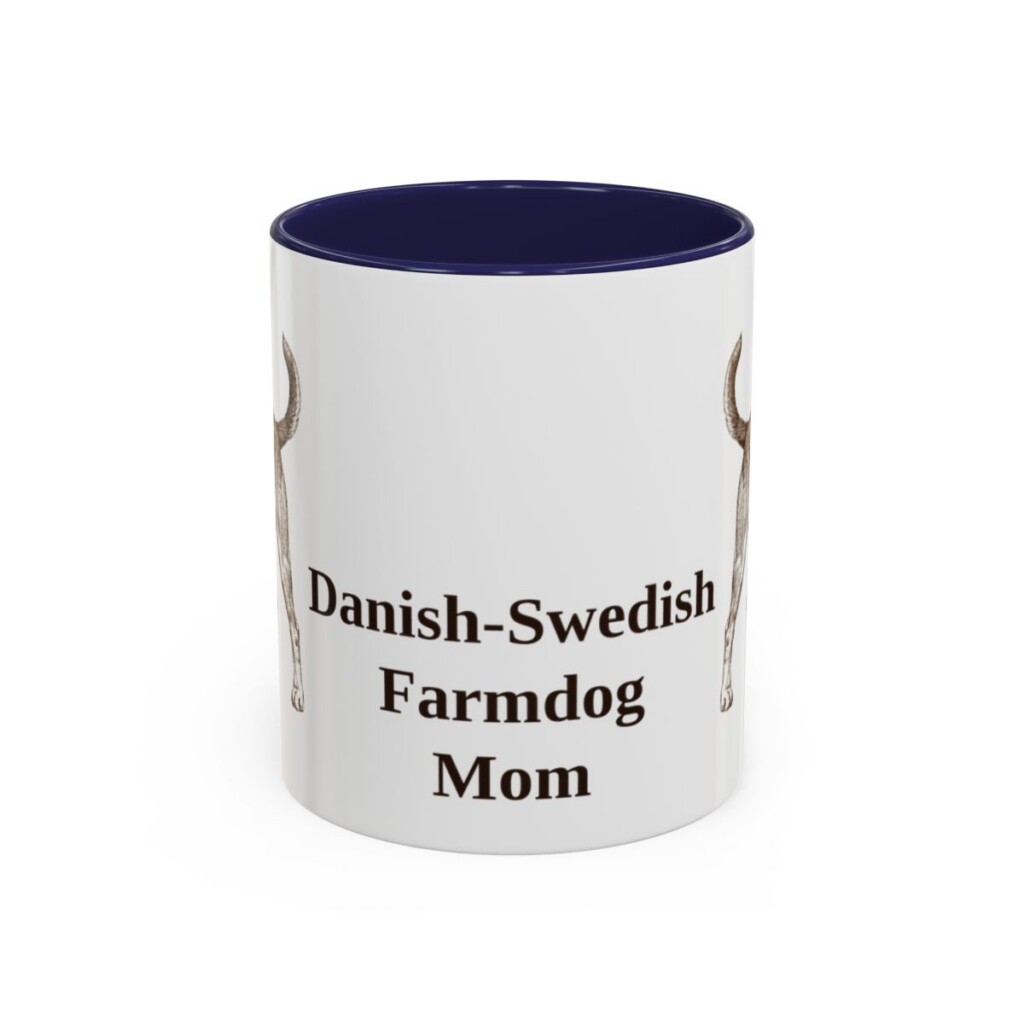 11oz Danish-Swedish Farmdog Dog Mom Mug, Navy, front view