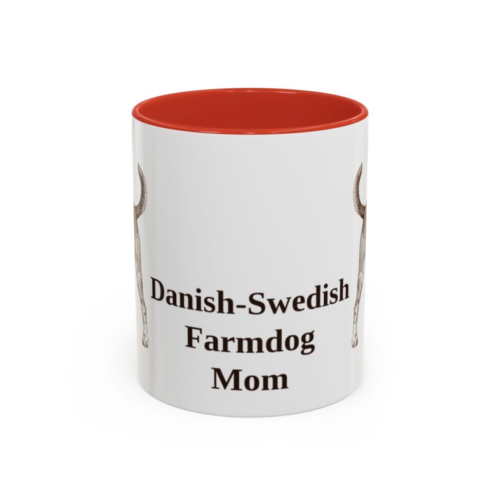 11oz Danish-Swedish Farmdog Dog Mom Mug, Red, front view