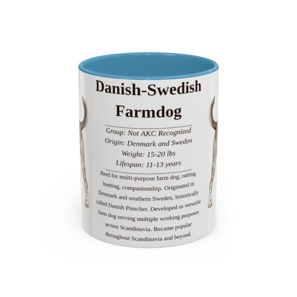 11oz Danish-Swedish Farmdog Mug, Light Blue, front view