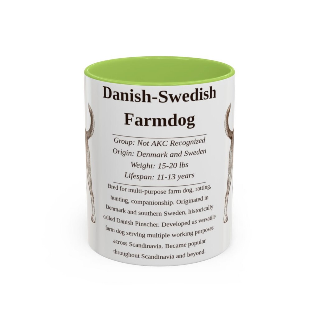 11oz Danish-Swedish Farmdog Mug, Light Green, front view