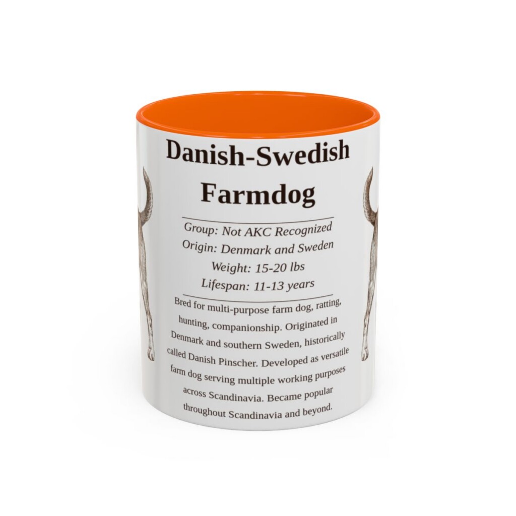 11oz Danish-Swedish Farmdog Mug, Orange, front view