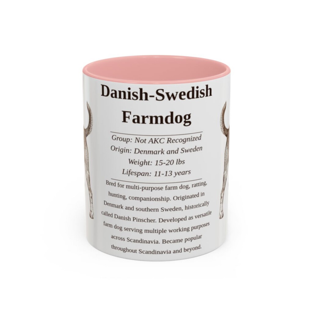 11oz Danish-Swedish Farmdog Mug, Pink, front view