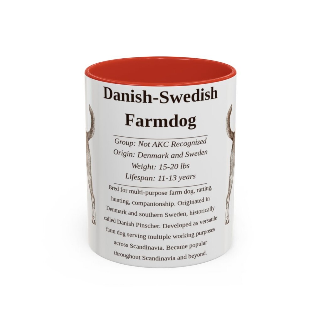 11oz Danish-Swedish Farmdog Mug, Red, front view