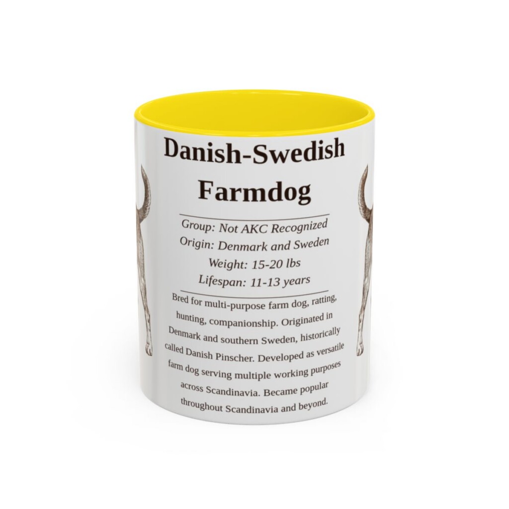 11oz Danish-Swedish Farmdog Mug, Yellow, front view