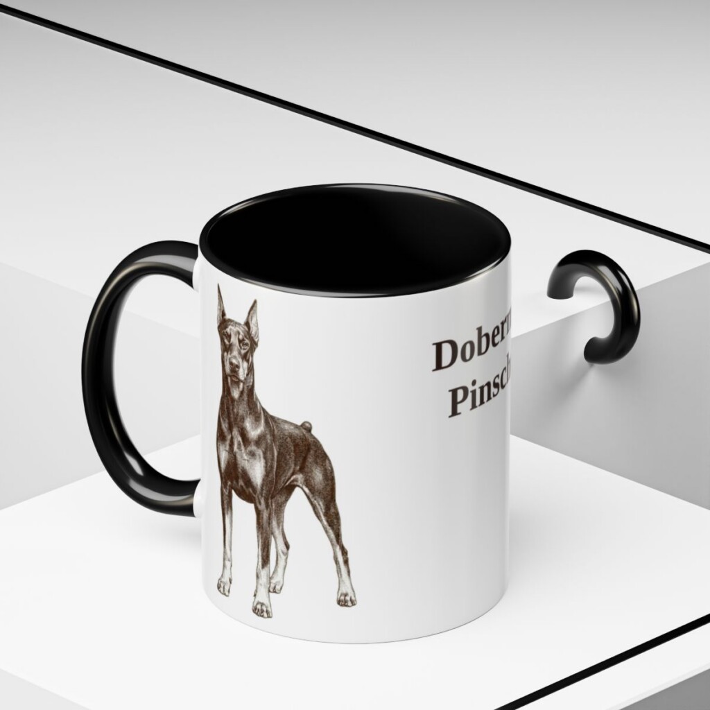 11oz Doberman Pinscher Mug, Black, lifestyle photo