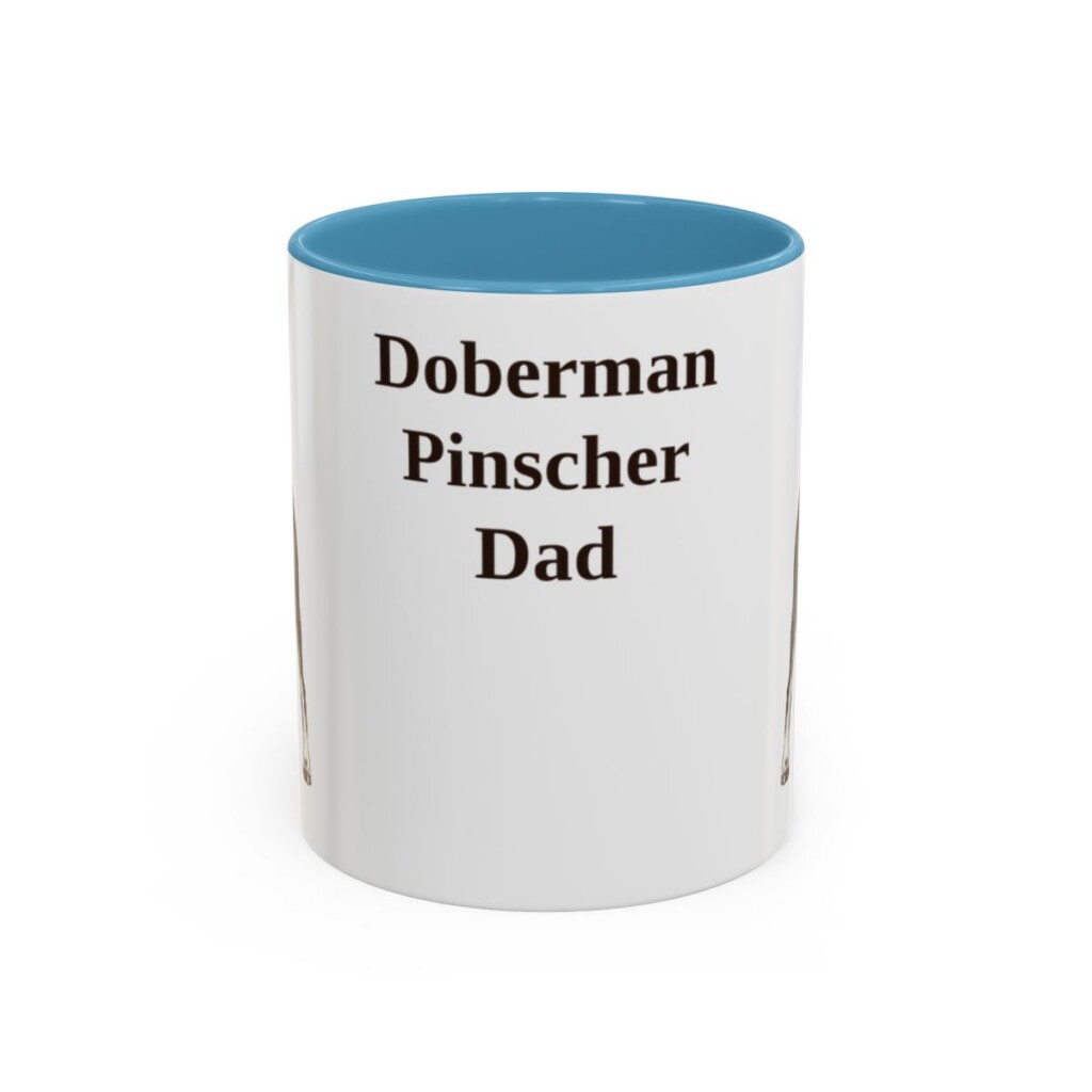 11oz Doberman Pinscher Dog Dad Mug, Light Blue, front view