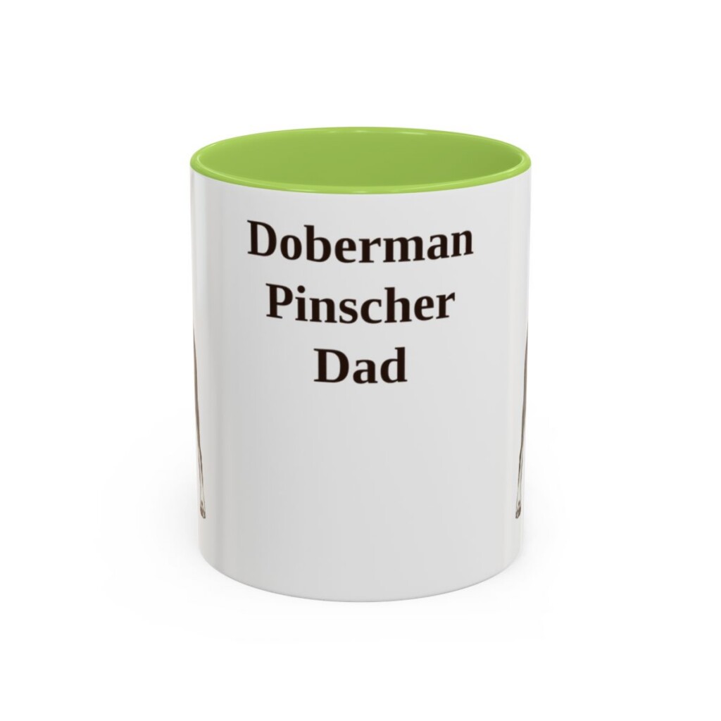 11oz Doberman Pinscher Dog Dad Mug, Light Green, front view