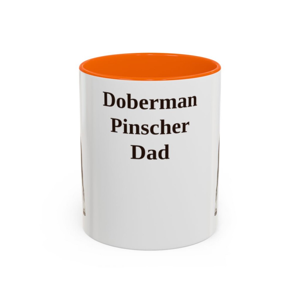 11oz Doberman Pinscher Dog Dad Mug, Orange, front view