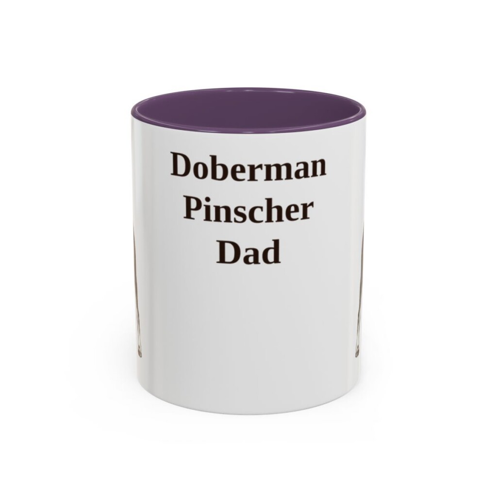 11oz Doberman Pinscher Dog Dad Mug, Purple, front view