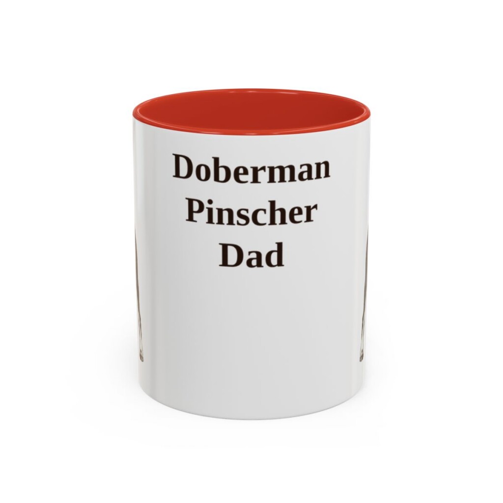 11oz Doberman Pinscher Dog Dad Mug, Red, front view