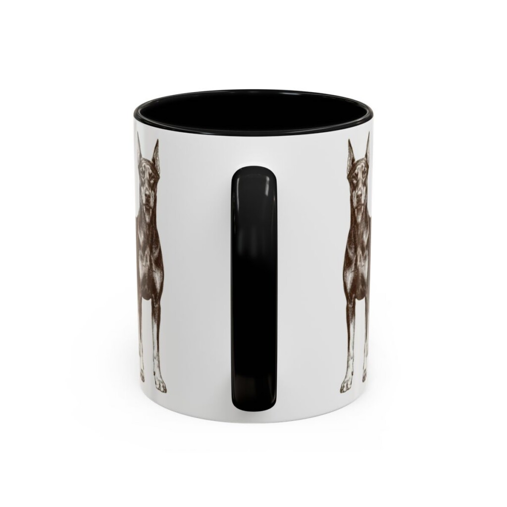 11oz Doberman Pinscher Latin Mug, Black, back view