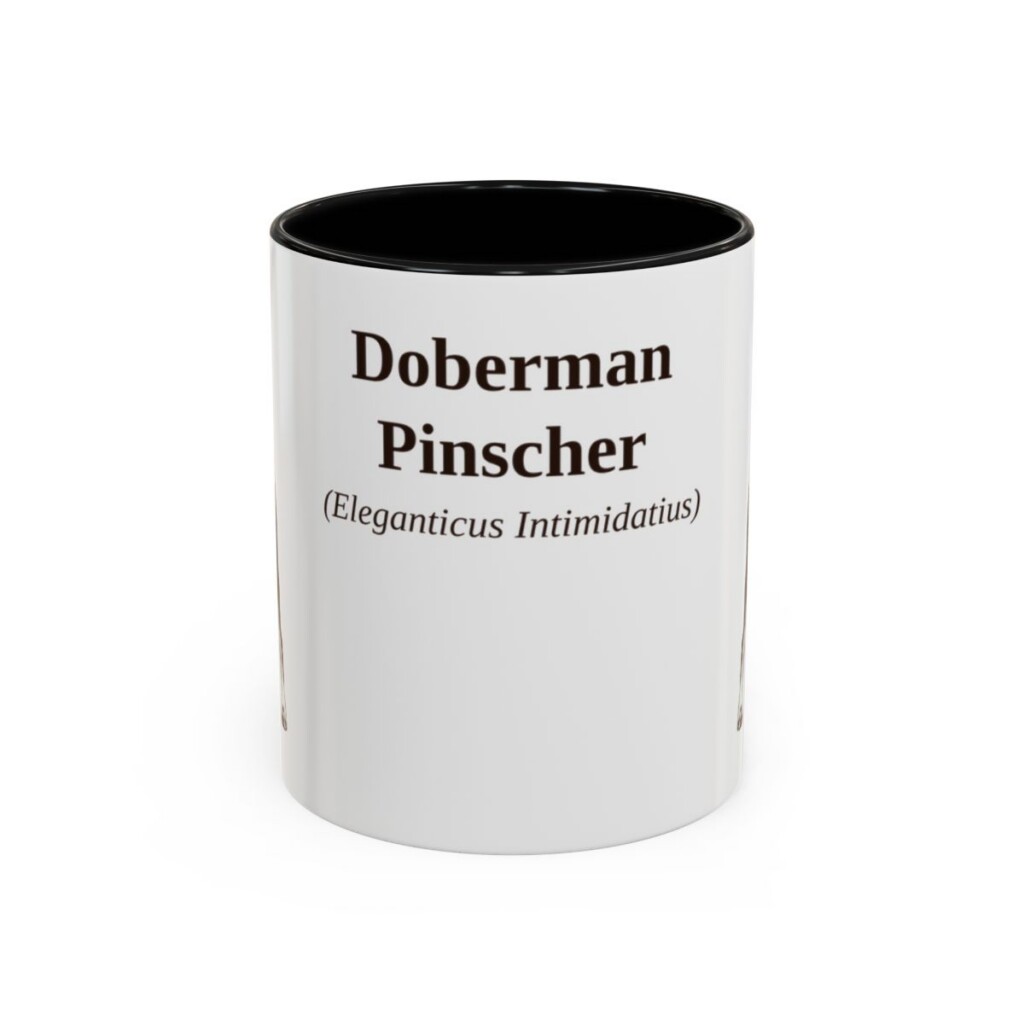 11oz Doberman Pinscher Latin Mug, Black, front view