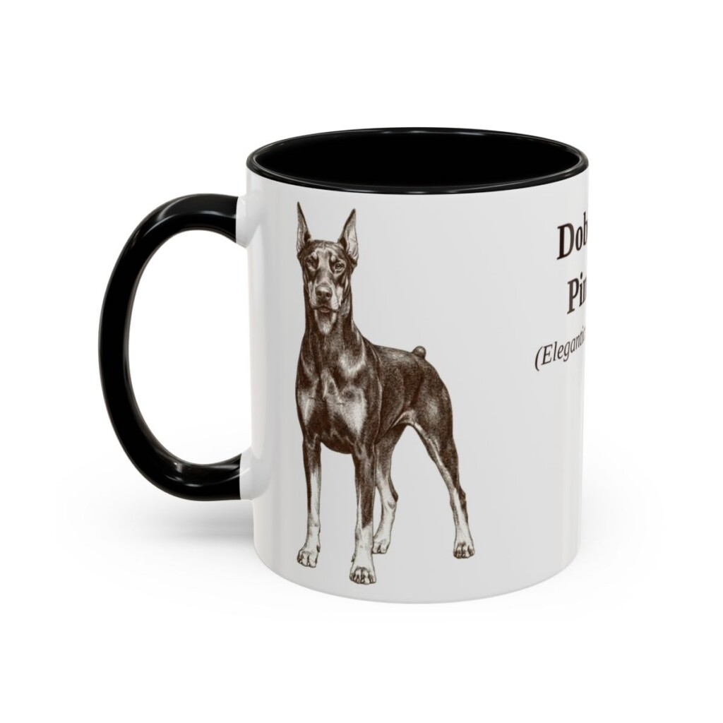 11oz Doberman Pinscher Latin Mug, Black, left side view