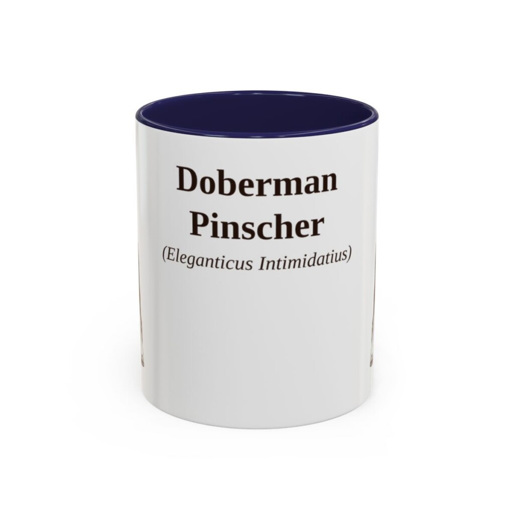 11oz Doberman Pinscher Latin Mug, Navy, front view