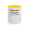11oz Doberman Pinscher Latin Mug, Yellow, front view