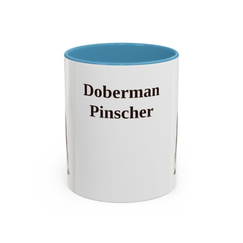 11oz Doberman Pinscher Mug, Light Blue, front view