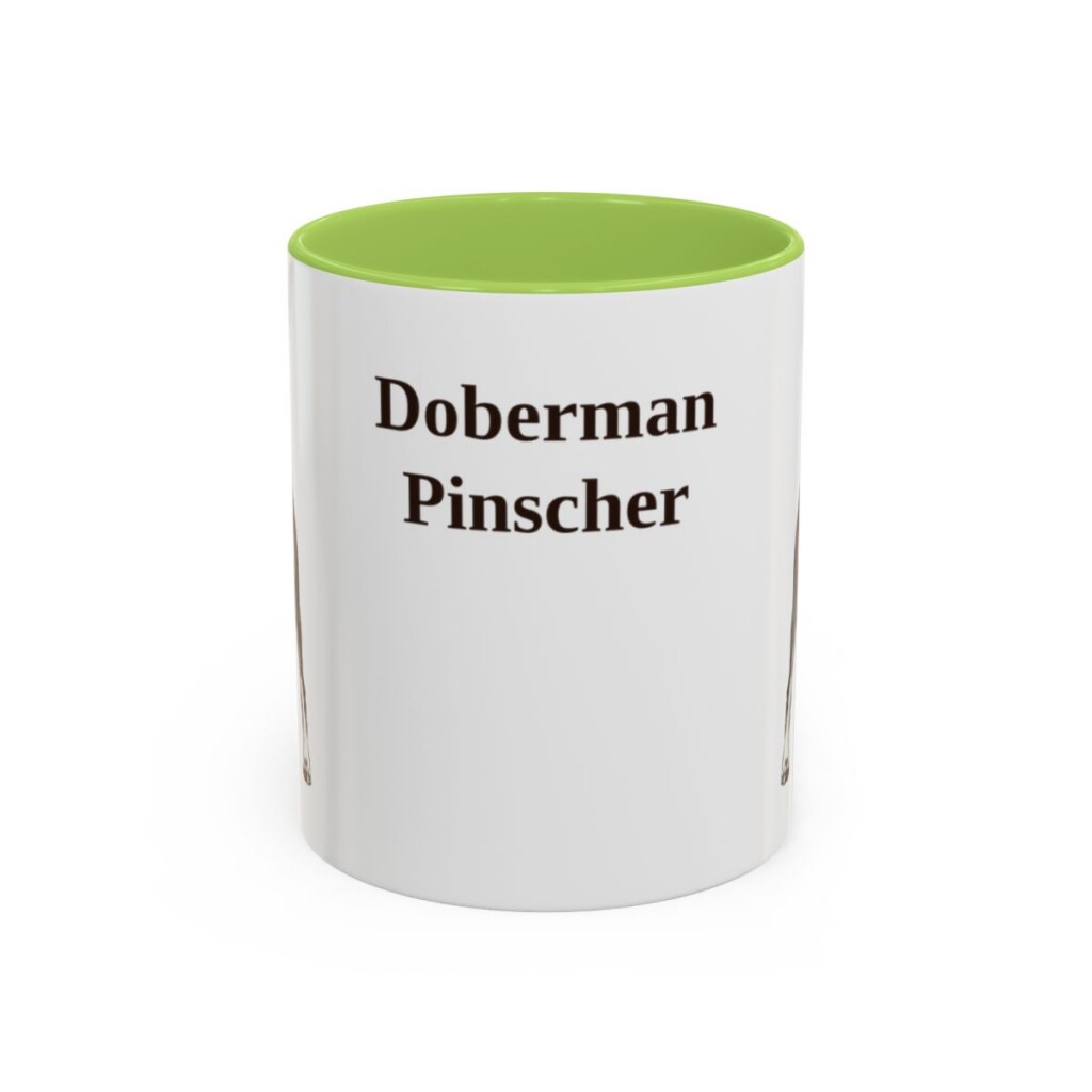 11oz Doberman Pinscher Mug, Light Green, front view
