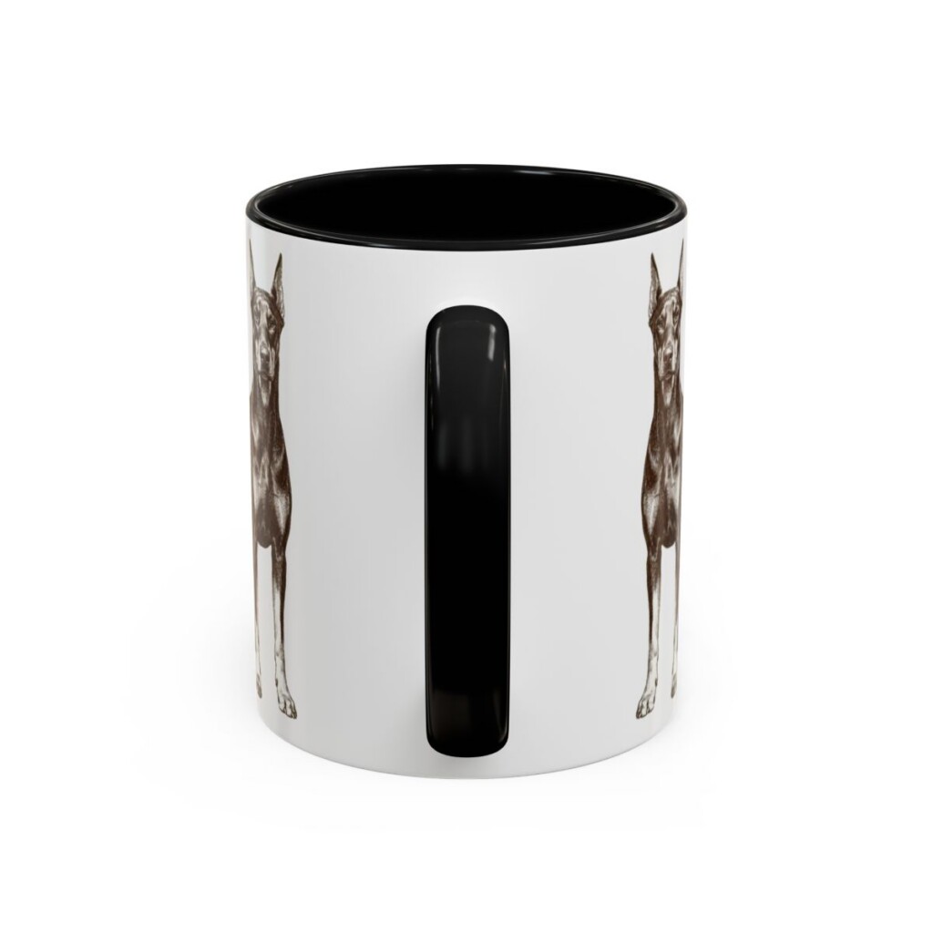 11oz Doberman Pinscher Dog Mom Mug, Black, back view