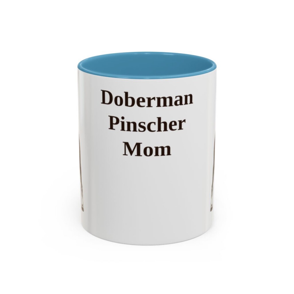 11oz Doberman Pinscher Dog Mom Mug, Light Blue, front view
