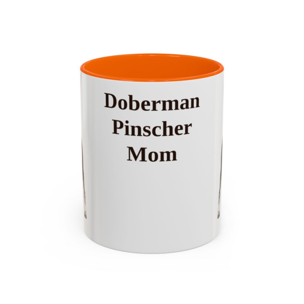 11oz Doberman Pinscher Dog Mom Mug, Orange, front view
