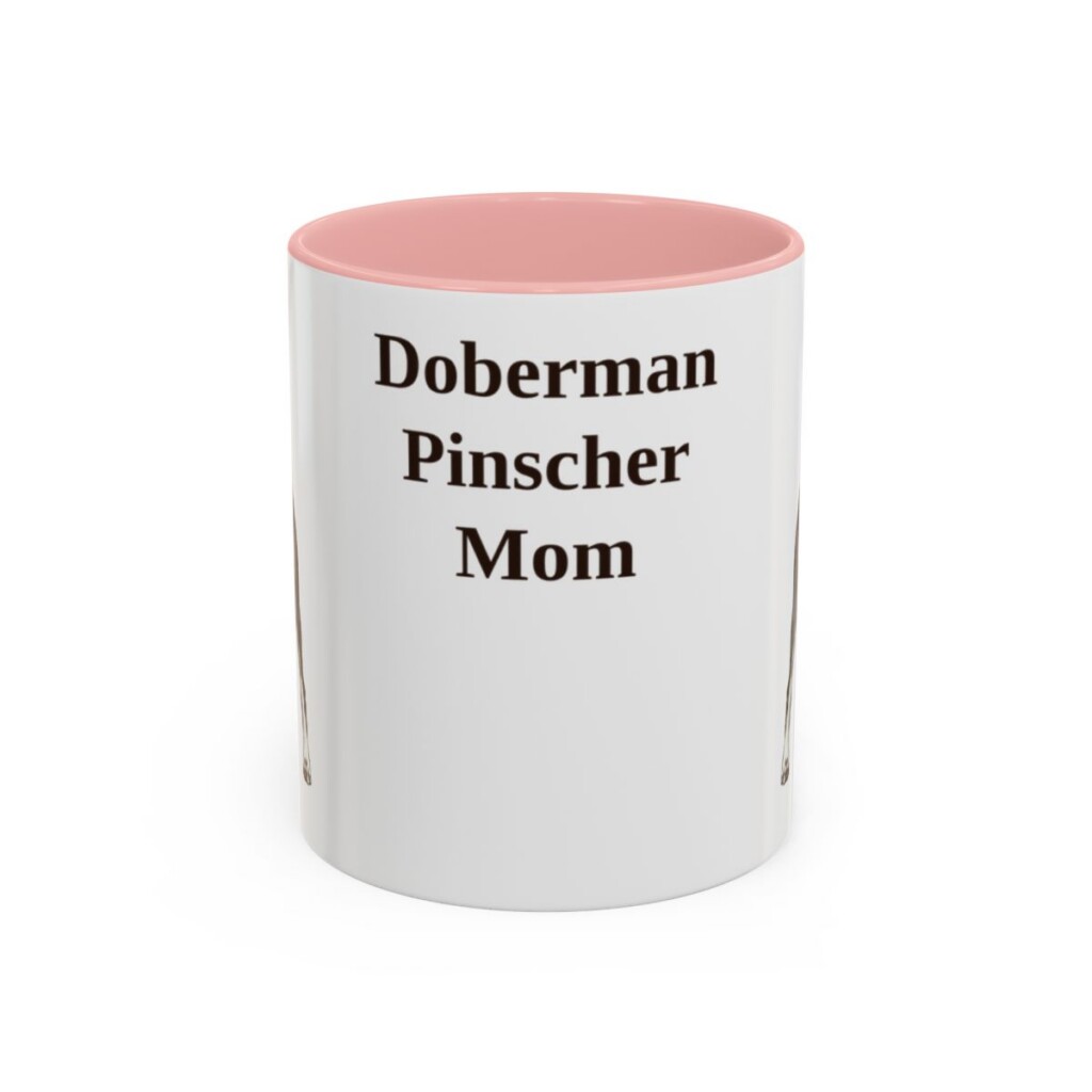 11oz Doberman Pinscher Dog Mom Mug, Pink, front view