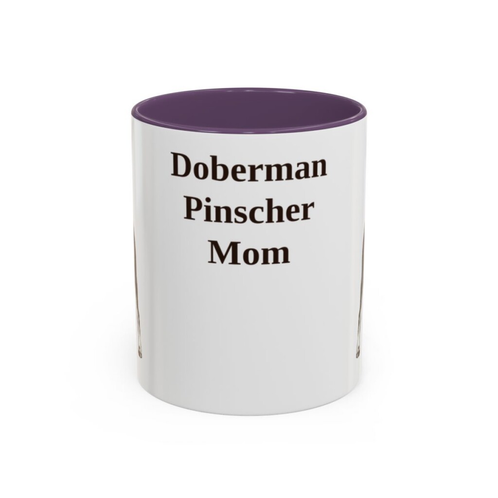 11oz Doberman Pinscher Dog Mom Mug, Purple, front view