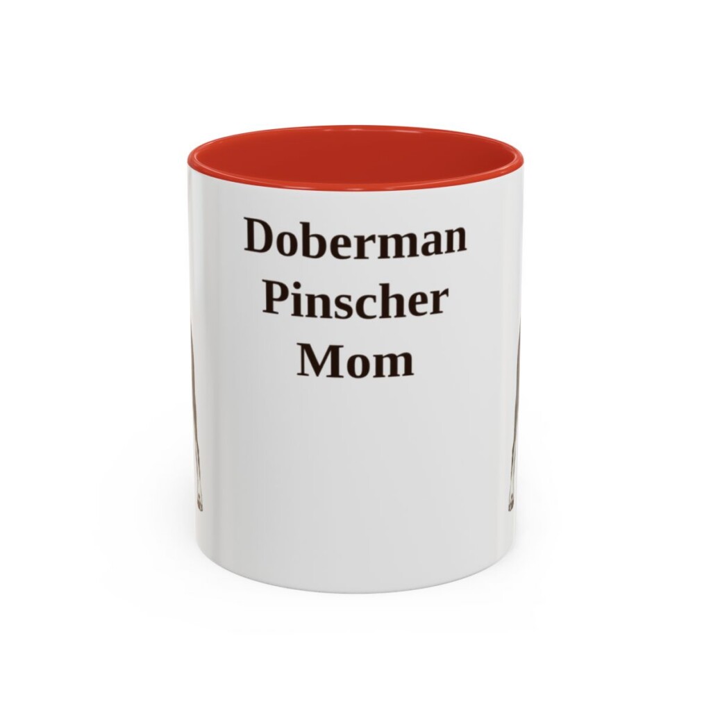 11oz Doberman Pinscher Dog Mom Mug, Red, front view