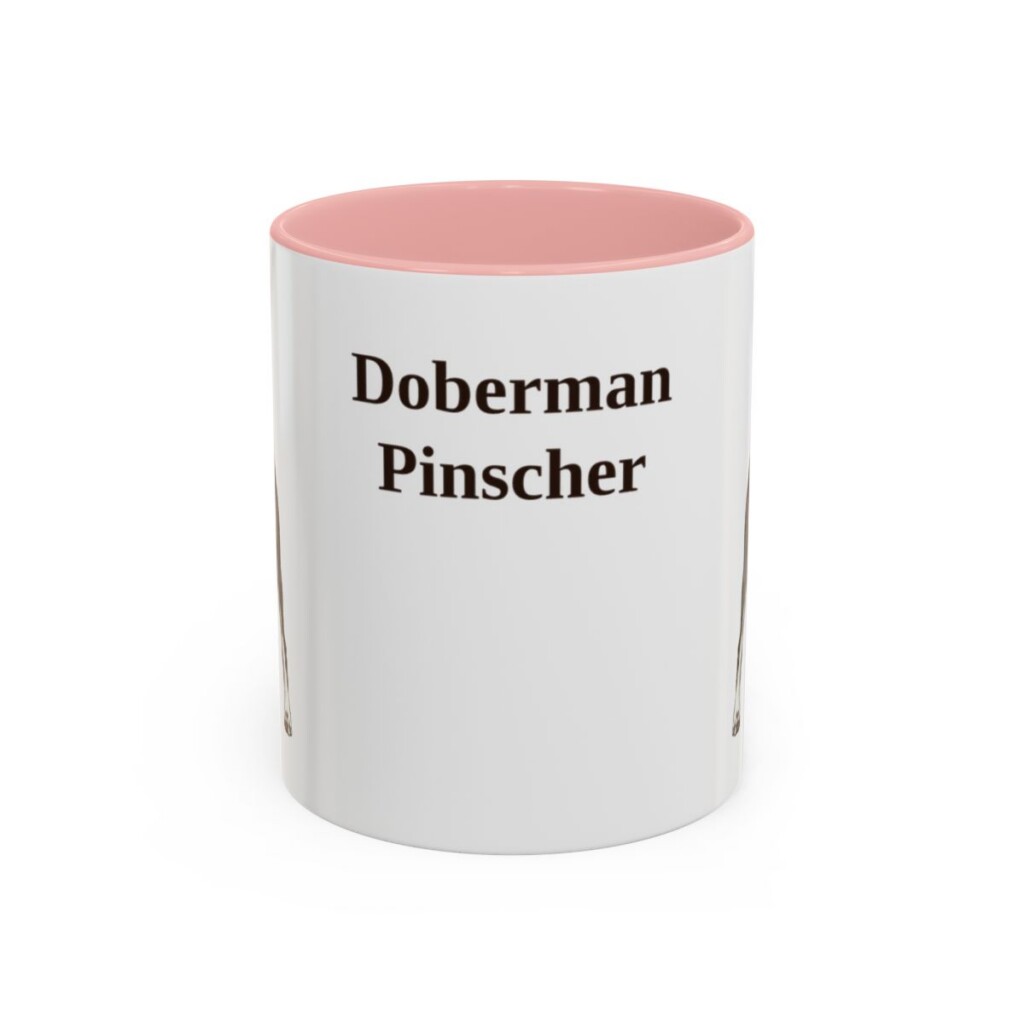 11oz Doberman Pinscher Mug, Pink, front view