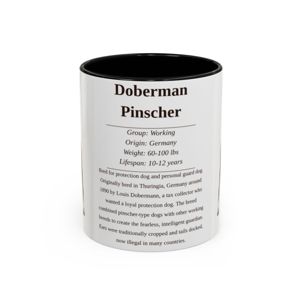 11oz-doberman-pinscher-mug-writeup-black-front 11oz Doberman Pinscher Mug, Black, front view