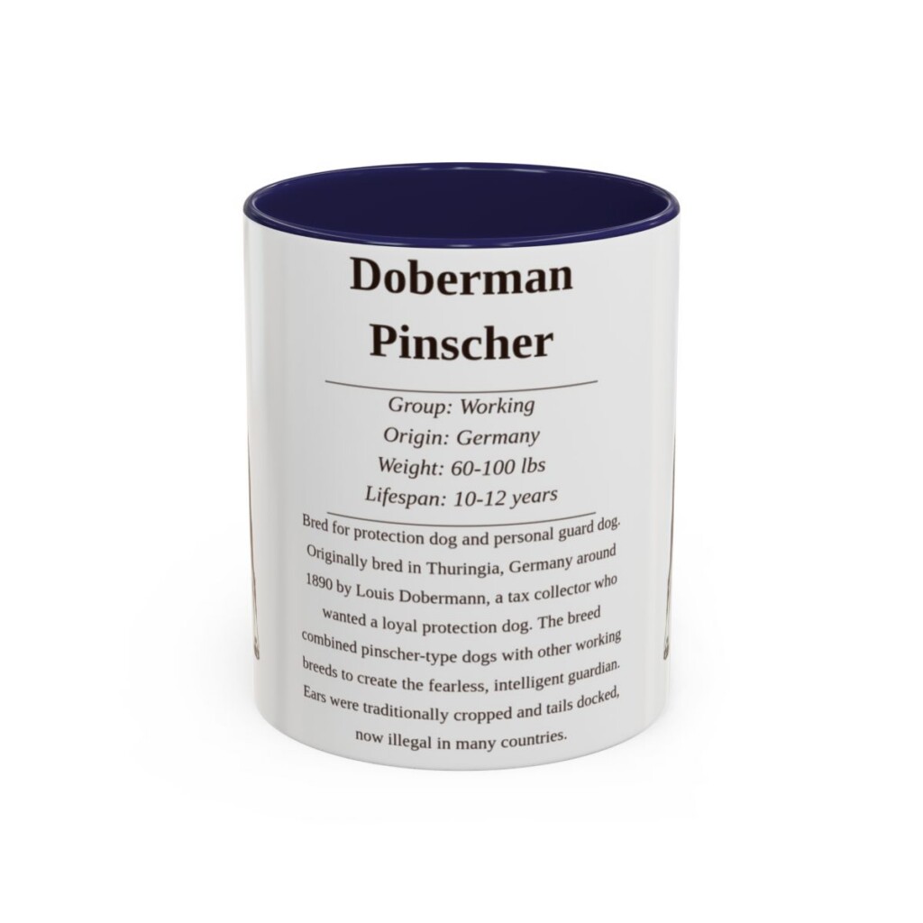 11oz-doberman-pinscher-mug-writeup-navy 11oz Doberman Pinscher Mug, Navy, front view