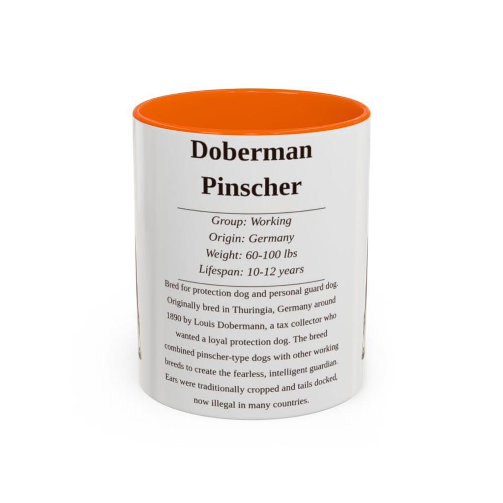 11oz-doberman-pinscher-mug-writeup-orange 11oz Doberman Pinscher Mug, Orange, front view