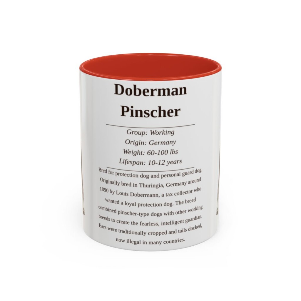 11oz-doberman-pinscher-mug-writeup-red 11oz Doberman Pinscher Mug, Red, front view