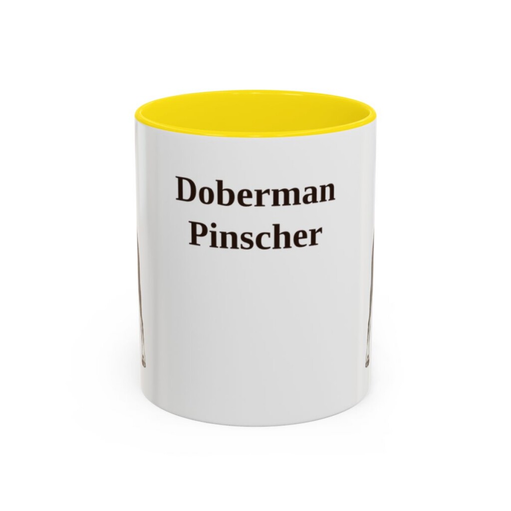 11oz Doberman Pinscher Mug, Yellow, front view