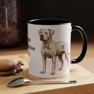 11oz Dogo Argentino Dog Dad Mug, Black, lifestyle photo