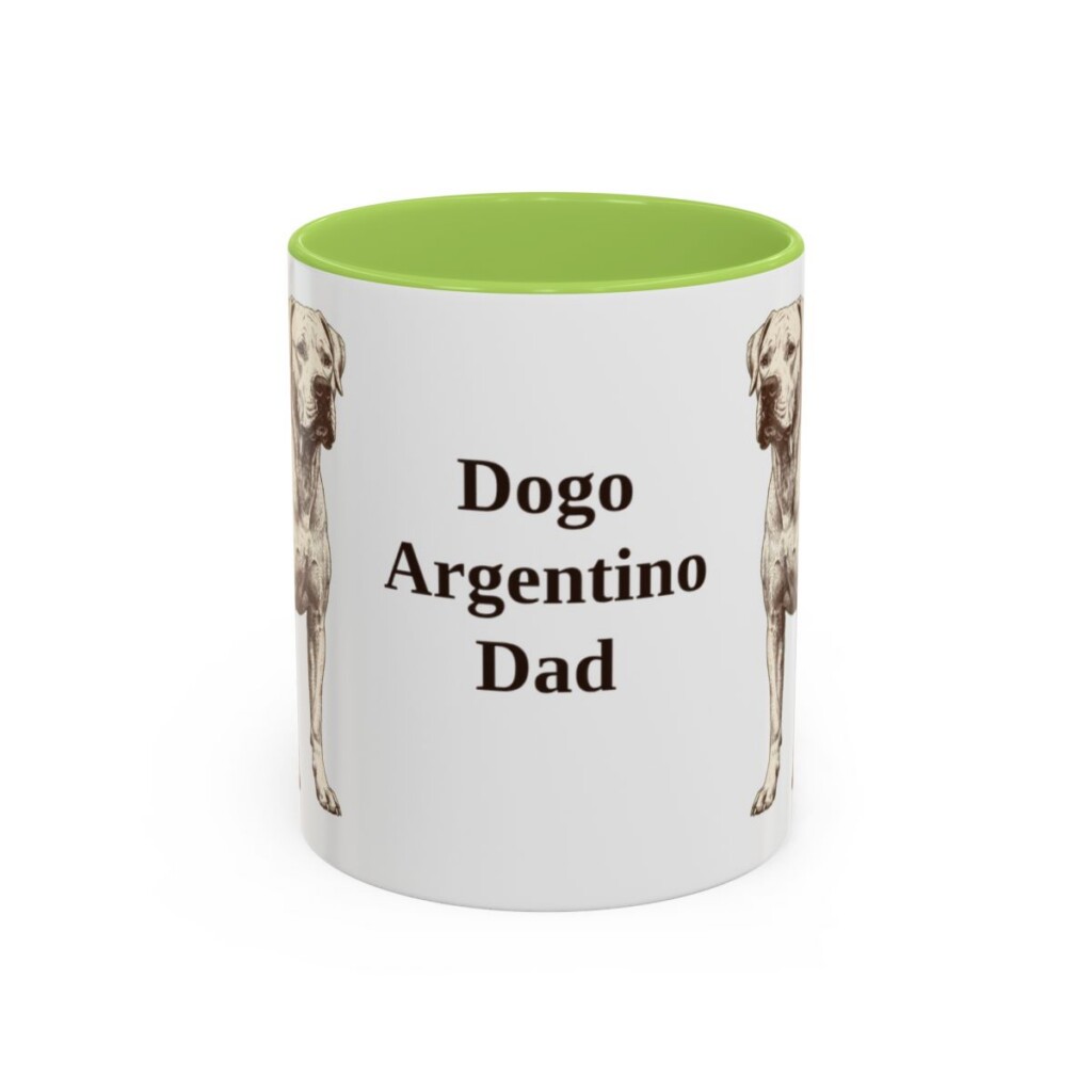 11oz-dogo-argentino-mug-dad-light-green 11oz Dogo Argentino Dog Dad Mug, Light Green, front view