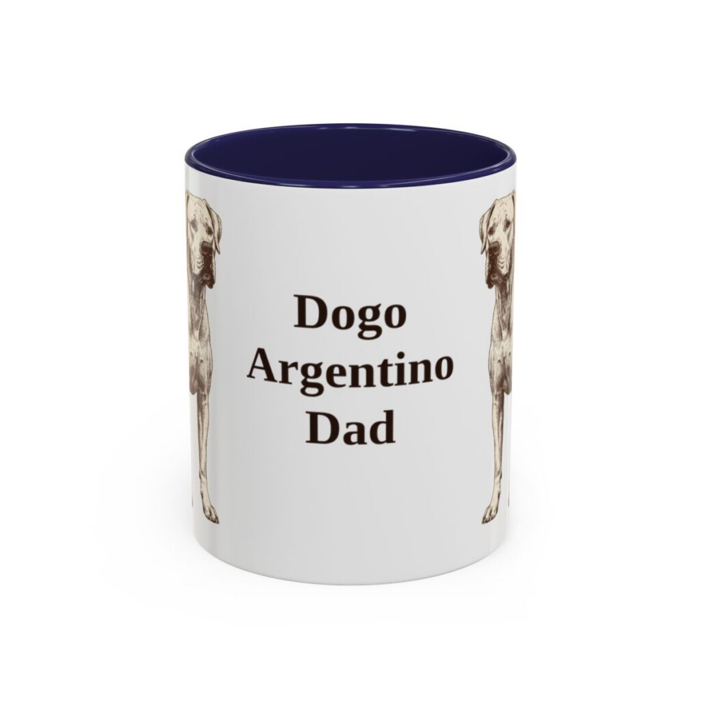 11oz-dogo-argentino-mug-dad-navy 11oz Dogo Argentino Dog Dad Mug, Navy, front view