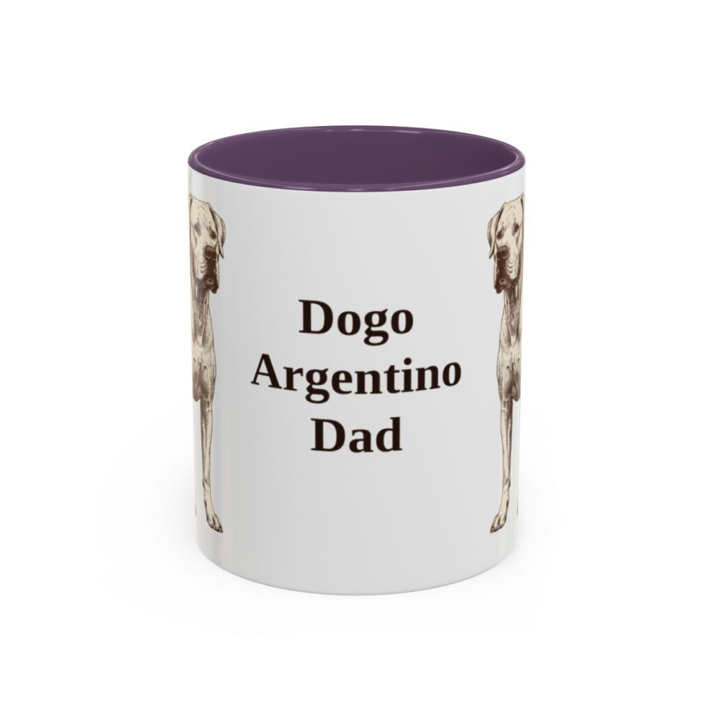 11oz-dogo-argentino-mug-dad-purple 11oz Dogo Argentino Dog Dad Mug, Purple, front view