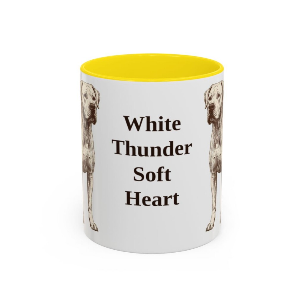 11oz-dogo-argentino-mug-humor-yellow 11oz Funny Dogo Argentino Mug, Yellow, front view