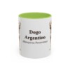 11oz Dogo Argentino Latin Mug, Light Green, front view