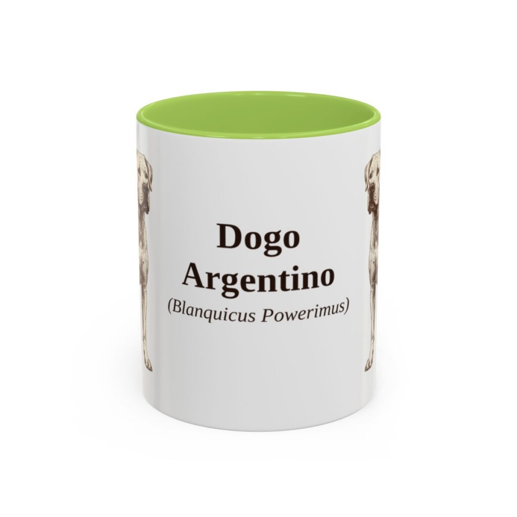 11oz Dogo Argentino Latin Mug, Light Green, front view